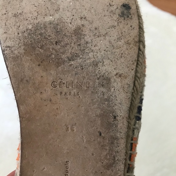 Celine Multi Color Canvas Stripe Espadrilles - Picture 7 of 8